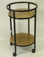 TWO-TIERED METAL BAR CART ON CASTERS
