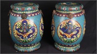 PAIR OF ANTIQUE CHINESE CLOISONNE GARDEN STOOLS
