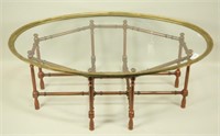 GLASS TRAY TOP FAUX BAMBOO BASE COFFEE TABLE