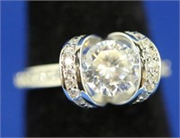 LADIES WHITE SAPPHIRE STERLING COCKTAIL RING