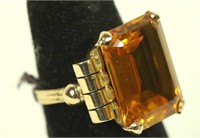 14 KT ANTIQUE ROSE GOLD YELLOW SAPPHIRE RING