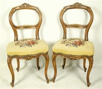 PAIR OF 19th CENTURY CARVED FRENCH SIDE CHAIRS