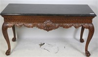 CARVED CHIPPENDALE STYLE TILED TOP CONSOLE TABLE