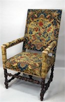 19th CENTURY CONTINENTAL NEEDLEPOINT ARMCHAIR