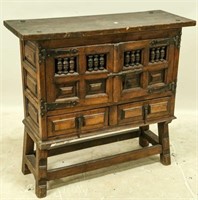 19th CENTURY SPANISH PANELED OAK CABINET