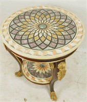 INLAID MARBLE TOP CARVED & GILDED TABLE