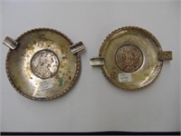 2 Silver 1780 Coin Ashtrays