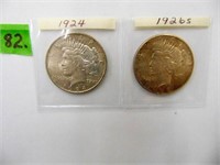 2 Peace Silver Dollars 1924 & 1926s
