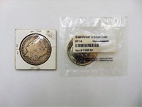 1900 o Morgan Silver Dollar & 1971s Unc Ike Dollar