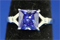 3CT. TANZANITE STERLING SILVER COCKTAIL RING