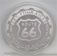 Route 66 One Troy Ounce .999 Fine Silver Round
