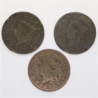 3 Lrg Cent Coronet Head 1817, 13 Stars, 1 -1820