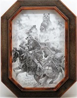 Frontier Trapper Print in Unique Wood Frame