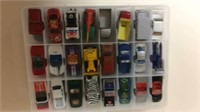 Matchbox diecast cars in plastic case