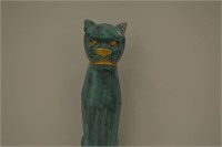 Wooden Teal Cat Figure