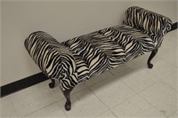 Zebra Print Upholstered Bench