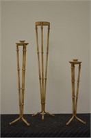 Group of 3 Metal Bamboo Candleholders