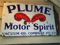 ENAMEL PLUME MOTORSPIRIT DOUBLE SIDED SIGN