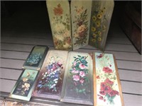 5 X HAND PAINTED VICTORIAN TIN PICTURES