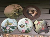 5 X HAND PAINTED VICTORIAN TIN PICTURES