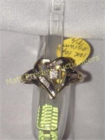LADIES' 1OK GOLD HEART RING WITH .10 CARAT