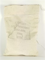 1980 $100 DOLLAR COINS IN SEALED CANVAS BAG