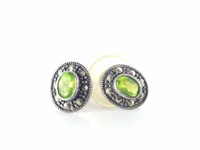 STERLING SILVER & MARCASITE PERIDOT EARRINGS