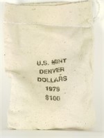 1979 $100 DOLLAR COINS IN SEALED CANVAS BAG