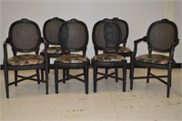 6 Black Chairs with Safari Themed Seats