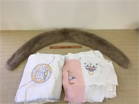 LINEN LOT AND FAUX FUR SCARF