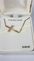 Sterling Silver Rose Gold Cross Chain
