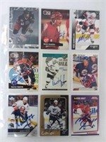 9 cartes de hockey signées