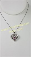 Sterling Silver Floating Pink Sapphire Heart