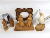 5 sculptures en bois à la main