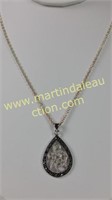 Sterling Silver Marcasite & CZ Pendant