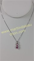 Sterling Silver Pink Tourmaline Heart Necklace