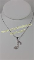 Sterling Silver Music Note Diamond Necklace
