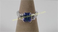 Sterling Silver Blue & White Sapphire Ring