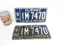 Plaques d'immatriculation vintage du Québec