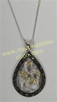 Sterling Silver CZ & Marcasite Necklace