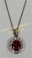 Sterling Gold Tone Created Ruby & White Sapphire