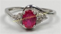 Sterling Created Pink Sapphire & White Topaz