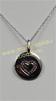 Sterling Silver Diamond Round Heart Pendant
