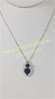 Sterling Silver Created Sapphire Heart Necklace