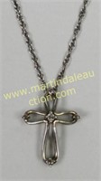 Sterling Silver Diamond Cross Pendant & Chain