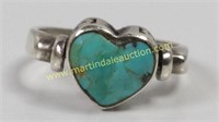 Sterling Silver Turquoise Swivel Heart Ring
