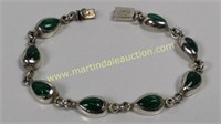 Sterling Silver Green Malachite Bracelet