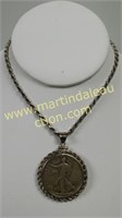 Sterling Silver 1938 Half Dollar Necklace
