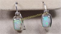 Sterling Silver Dangle Opal Earrings