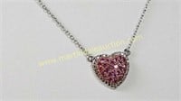 Sterling Silver Pink Sapphire Heart Necklace